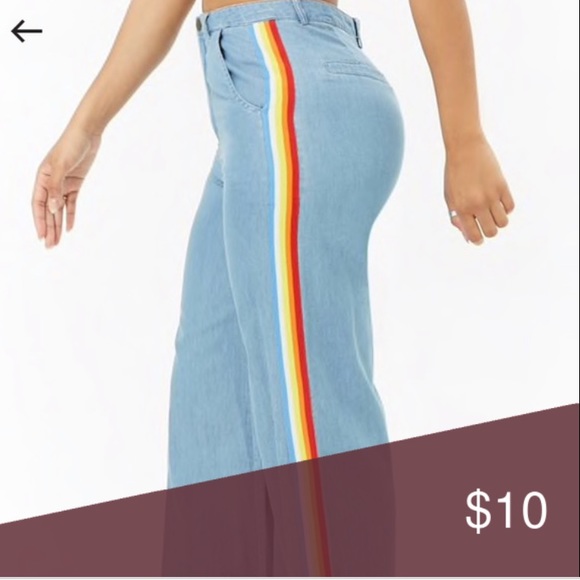 Forever 21 | Wide Leg Rainbow Pants - Picture 1 of 5